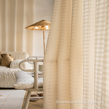 Environment-friendly Flax Checked Jacquard Sheer Curtains